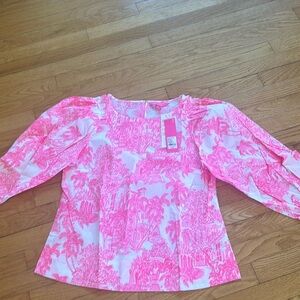 Lilly Pullitzer Barbara three-quarters sleeve top “Pb Anniversary Toile”